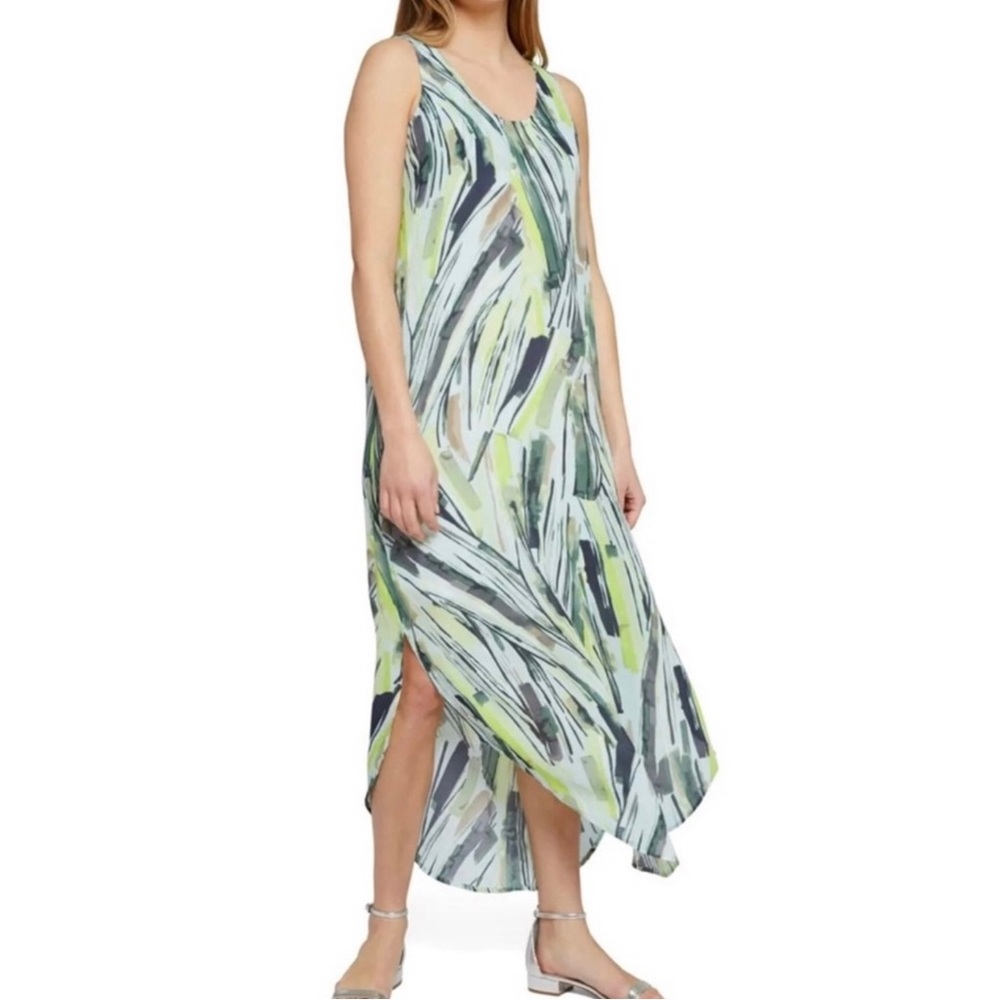 NIC + ZOE SLEEVELESS PALM PRINT MAXI DRESS
